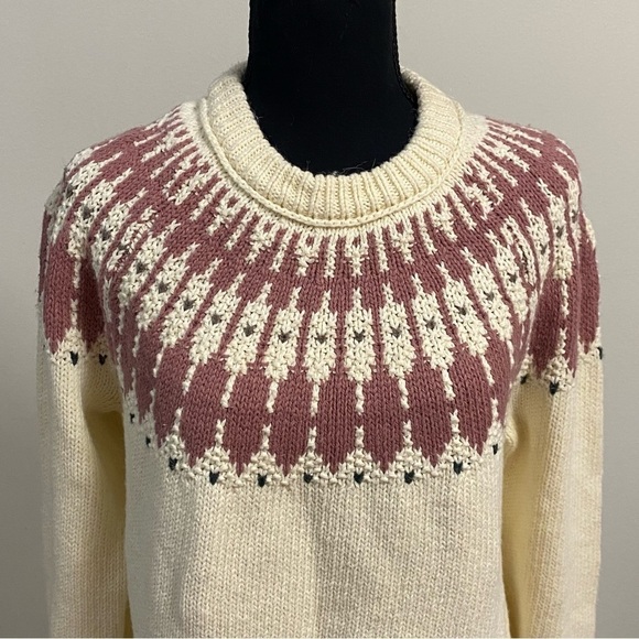 Madewell Sweater Women’s Medium Cream Fair Isle Keaton Pullover Cotton Alpaca - Picture 6 of 10